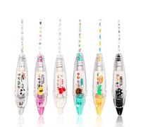 lasuroa 6pcs Stylo Décoratif De Type Presse, 6 Thèmes Dentelle Mignonne Stylo à Rouleau à Ruban Blanc Motif Animé Stylo à Ruban Correcteur pour Bricolage Journal Intime Scrapbooking Scolaires