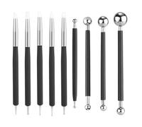 lasuroa 9pcs Outils de Sculpture Argile en Silicone, à Double Extrémité Outil de Pointillage Argile Polymère Poterie et Céramique Stylet à Bille pour Gaufrage Modelage Peinture Loisirs Créatifs