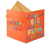 lasuroa Carte de Remerciement Géante, 40x27cm Grand Format avec Enveloppe Carte d'Adieu Surdimensionnée pour Enseignant Patron Amis (Orange)