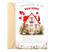 lasuroa Carte Félicitations Une Nouvelle Maison, Carte Pendaison Crémaillère Élégante et Amusante avec Enveloppe Congratulations on Your New Home Cadeau Pendaison Crémaillère pour Homme et Femme