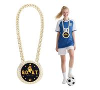 lasuroa Chaîne de Médaille de Chèvre, 15 cm Grand Collier Pendentif en Or Prix du Plus Grand Tous Les Temps Chaîne Champion MVP pour Cadeaux Prix d'Athlète Football Basket-Ball Softball et Sports