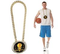 lasuroa Chaîne Médaille Basketball, 15cm Grande Dorée MVP Plus Grande Médaille Récompense Collier pour Champion de Basketball Prix Sportif Cadeaux de Prix d'Athlète