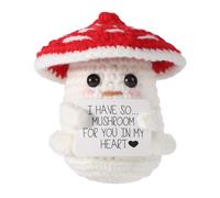 lasuroa Drôle Champignon Positif, 8,5cm Mignon Champignon Crochet Poupée Champignon Tricotée Créative avec Carte Inspirante Pomme de Terre Positive pour Fête d'anniversaire Décoration