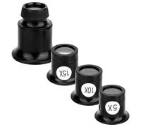 lasuroa Ensemble de 4 Loupes de Bijoutier, 5X/10X/15X/20X Loupe Monoculaire Portable avec Lentille Dôme pour Réparation Montre, Inspection Pierre, Évaluation Diamant & Lecture Timbres