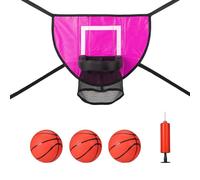 lasuroa Ensemble de Fixation Panier Basket-Ball Trampoline, But Basket-Ball Souple Trampoline avec 3 Mini Ballons Basket et 1 Pompe, Accessoires Trampoline Étanches pour Amateurs Basket-Ball (Rose)