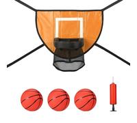 lasuroa Ensemble Fixation Panier Basket-Ball Trampoline, avec 3 Mini Ballons Basket et 1 Pompe, But Basket-Ball pour Trampoline Accessoires Jeu Basket-Ball Étanches pour Tous Les Âges (Orange)