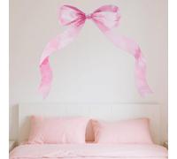 lasuroa Grand Autocollant Mural Nœud Papillon, 90x30cm Décoration Murale Nœud Papillon Autocollants de Chambre à Coucher avec Rose Décoration Esthétique et Douce pour Fête à Thème Rose