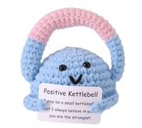 lasuroa Kettlebell au Crochet, Kettlebell Positif de 9 cm avec Carte Encourageante Jouet Poupée Émotionnelle pour la Décoration de Bureau à Domicile