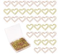lasuroa Lot de 100 Trombones en Forme de Cœur, Petits et Mignons Cœurs en Métal Décoratifs pour Bureau École Notes Documents Scrapbooking Décoration Mariage et Projets D'artisanat (Or, Or Rose)