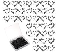 lasuroa Lot de 100 Trombones en Forme de Cœur, Petits et Mignons Cœurs en Métal Décoratifs pour Bureau École Notes Documents Scrapbooking Décoration Mariage et Projets D'artisanat (Noir)
