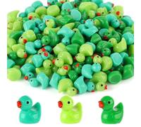 lasuroa Lot de 120 mini canards en résine pour la Saint-Patrick - Petits canards irlandais - Jouets pour maison de poupée - Décoration en pot - Échange de cadeaux (vert)