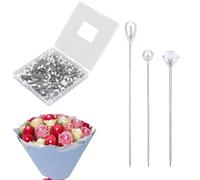 lasuroa Lot de 300 Épingles à Boutonnière, Trois Styles Perles et Diamants pour Bouquets Mariage Loisirs Créatifs Fabrication Bijoux Compositions Florales en Tissu Accessoires de Couture