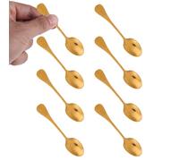 lasuroa Lot de 8 petites cuillères à assaisonnement, 9 cm, en acier inoxydable 304, petites cuillères pointues pour pots à épices, sucre, miel et assaisonnement (doré)