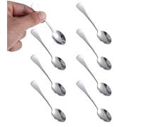 lasuroa Lot de 8 Petites Cuillères à Condiments en Acier Inoxydable, 9cm SUS 304 Mini Cuillères Pointue pour Sucre Miel et Assaisonnements (Argent)