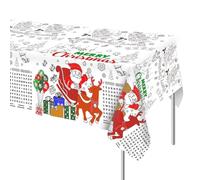 lasuroa Nappe Noël a Colorier, 137x274cm Nappe à Colorier en Papier de Noël Affiche à Colorier de Noël Décoration de Table Noël pour Enfants Maison Activités en Classe Cadeaux de Fête