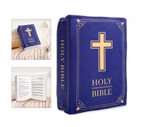 lasuroa Oreiller Bible, 33x22x9cm Coussin Bible en Velours Holy Bible Coussin Cadeaux Religieux Cadeaux de Pâques Baptême pour Femmes Hommes(Bleu)