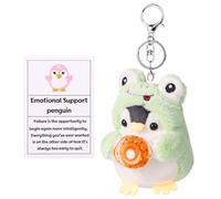 lasuroa Pingouin Positif, 12cm Kawaii Peluche Pendentif Pingouin Porte-Clés avec Carte Positive Pingouin de Soutien Émotionnel Cadeau de Réconfort pour Garçons Filles Amis Sac à Dos Décoration
