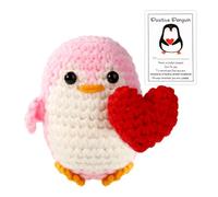 lasuroa Pingouin Positif Drôle, 6,5cm Jouet Pingouin Tricoté avec Cour Pingouin Positif Crochet & Carte Positive pour la Famille Les Amis Les Encouragements la Saint-Valentin Cadeau d'Encouragement