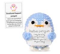 lasuroa Pingouin Positif Drôle, 6,5cm Pingouin Jouet Crochet Pingouin avec Carte Positive Laine Mignonne Créative Positive Penguin Cadeau de Poupée pour la Décoration Fête d'Encouragement des Amis