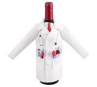 lasuroa Sac à Vin Blouse Blanche pour Médecins, Housse Décorative en Feutre Bouteille de Vin avec Cravate Ensemble Vêtements Bouteille Champagne pour Femmes Hommes Remise Diplôme Infirmier Cadeaux