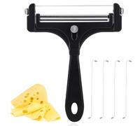 lasuroa Trancheuse à Fromage Acier Inoxydable, Coupe-Fromage avec 4 Fils Supplémentaires Coupe-Beurre Manuel Réglable pour Cheddar Gruyère Mozzarella Ustensile de Cuisine (Noir)