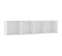 LASWWQMRF Bibliothèque TV - Blanc - 143 x 30 x 36 cm - 4 compartiments | Design flexible pour le salon ou le couloir : peut être utilisé debout sur le sol ou suspendu au mur avec 4 compartiments.