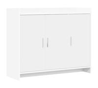 LASWWQMRF Buffet blanc 98,5 x 33 x 80 cm Commode avec 3 portes | Armoire d'appoint polyvalente pour chambre à coucher, salle à manger, couloir, structure robuste en bois avec poignées