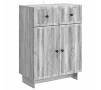LASWWQMRF Buffet gris Sonoma 66 x 34,5 x 90 cm en bois | Commode compacte pour salon et couloir, avec 1 tiroir, 2 portes et protection anti-basculement pour un rangement sûr.