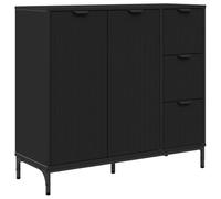 LASWWQMRF Buffet noir - 89,5 x 33 x 82 cm - Commode avec 2 portes et 3 | Commode de couloir moderne en bois robuste pour le salon et la salle à manger avec fixation murale stable et poignées.