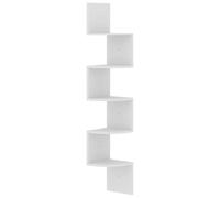 LASWWQMRF Étagère d'angle murale blanche 19 x 19 x 123 cm | Étagère d'angle peu encombrante pour salon et chambre à coucher, 5 étagères arrondies pour présenter des décorations et des