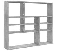 LASWWQMRF Étagère murale en bois avec 10 compartiments Gris béton 90 x 16 x | Étagère suspendue peu encombrante pour le salon et le couloir : dix compartiments ouverts offrent une vue d'ensemble pour les