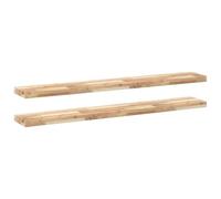 LASWWQMRF Lot de 2 étagères flottantes en bois d'acacia massif non traité | Étagère murale polyvalente en bois véritable non traité pour salon, chambre à coucher ou couloir comme étagère décorative en
