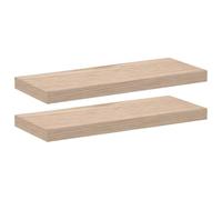 LASWWQMRF Lot de 2 étagères flottantes en placage chêne 60 x 23,5 x 4 cm | Étagère murale compacte avec suspension invisible pour salon, chambre à coucher et cuisine. Charge maximale : 7 kg par