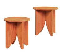 LASWWQMRF Lot de 2 tables basses rondes en bois massif de pin ciré | Table d'appoint rustique Duo en bois de pin pour salon et salon, peu encombrante et facile à entretenir.