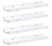 LASWWQMRF Lot de 4 étagères murales en marbre blanc 40 x 9 x 3 cm | Ensemble d'étagères flottantes modulaires aspect marbre élégant pour salon, chambre à coucher et bureau avec une capacité de