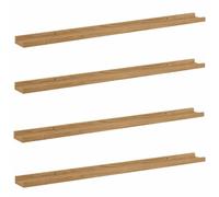 LASWWQMRF Lot de 4 étagères murales flottantes en bois marron 100 x 9 x 3 | Lot de 4 panneaux modulaires pour salon et chambre à coucher, panneau en bois marron avec une capacité de charge de 5 kg par