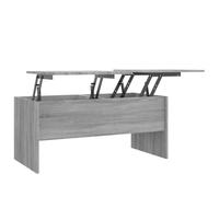 LASWWQMRF Table basse réglable en hauteur Gris Sonoma 102 x 50,5 x 46,5 cm | Plateau de table réglable en hauteur pour travailler dans le salon, deux compartiments cachés offrent un espace de rangement