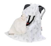 LAT Couverture Enveloppante Siège Bébé 90x90 cm - Nid d'ange pour Nouveau-Né Poussette Siège Auto (Fête des Lapins)