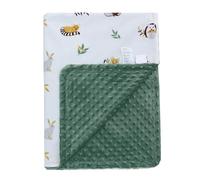 LAT Couverture pour bébé avec Minky - Couverture douillette pour bébé - Couverture d'éveil pour bébé - Unisexe - Pour nouveau-né - Printemps et été - Motif animaux - 75 x 100 cm