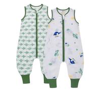 LAT Gigoteuse d'été à Pieds 2pcs Sac de Couchage pour Bébé 0.5 tog Gigoteuse avec Jambes sans Manches Turbulette Ete pour Garçon Fille, Longeur 65 cm, 3-12 Mois (Avion + Rayure)