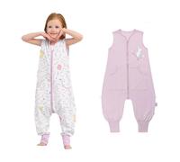 LAT Gigoteuse d'été pour Bébé avec Pieds, 0,5 TOG Sac de Couchage pour Bébé, 100% Coton Turbulette d'été Gigoteuse avec Jambes pour Bébé (Lapin+Blanc, L)