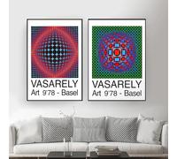 LATAFA Affiche Et Estampes Optique Visuel Art Mural Victor Vasarely Peinture sur Toile Victor Vasarely Photos Décoration D’intérieur 40x60cmx2 sans Cadre