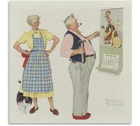 LATAFA Affiches Norman Rockwell《Nouveau calendrier》Art mural Norman Rockwell Impressions sur toile Cadeaux Peinture pour décor de chambre rétro Photo 40x40cmx1 Sans cadre