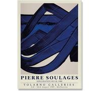 LATAFA Célèbre Pierre Soulages Affiche Et Estampes Abstrait Bleu Graffiti Toile Peinture Pierre Soulages Art Mural pour Décoration D’intérieur Photos 50x70cm sans Cadre