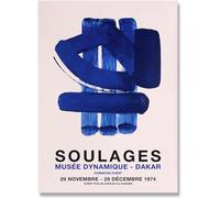 LATAFA Célèbre Pierre Soulages Affiche Et Estampes Bleu Ligne Idéale Art Mural Moderne Peinture sur Toile Pierre Soulages Photos pour Décoration D’intérieur 60x80cm sans Cadre
