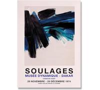 LATAFA Célèbre Pierre Soulages Affiche Et Impressions Abstrait Noir Bleu Graffiti Toile Art Mural Pierre Soulages Peinture Décoration Intérieure Photos 40x60cm sans Cadre
