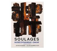 LATAFA Pierre Soulages Affiche Et Estampes Pierre Soulages Toile Peinture Abstraite Noir Graffiti Art Mural Photos De Mode pour Décor De Chambre 60x80cm sans Cadre