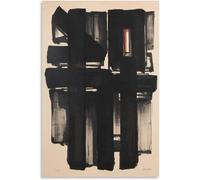 LATAFA Pierre Soulages Affiche et Impressions Noir Graffiti Toile Peinture Pierre Soulages Mur Art Pierre Soulages Photos pour la décoration intérieure 60x80 cm sans Cadre