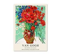 LATAFA Van Gogh Affiches et Impressions Fleurs Rouges Et Marguerites Art Mur Van Gogh Toile Peinture Van Gogh Belles Images pour Salon Décor 40x60cm Pas De Cadre