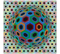 LATAFA Victor Vasarely Affiche Et Estampes Victor Vasarely Toile Peinture Optique Visuel Art Mural Victor Vasarely Photos pour Décoration D’intérieur 50x50cm sans Cadre